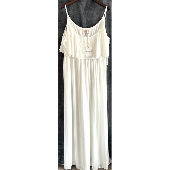 Show Me Your MuMu Dresses & Skirts - Show Me Your Mumu Weddings Party Maxi Dress Womens 2X Caitlin Ruffle Cream White